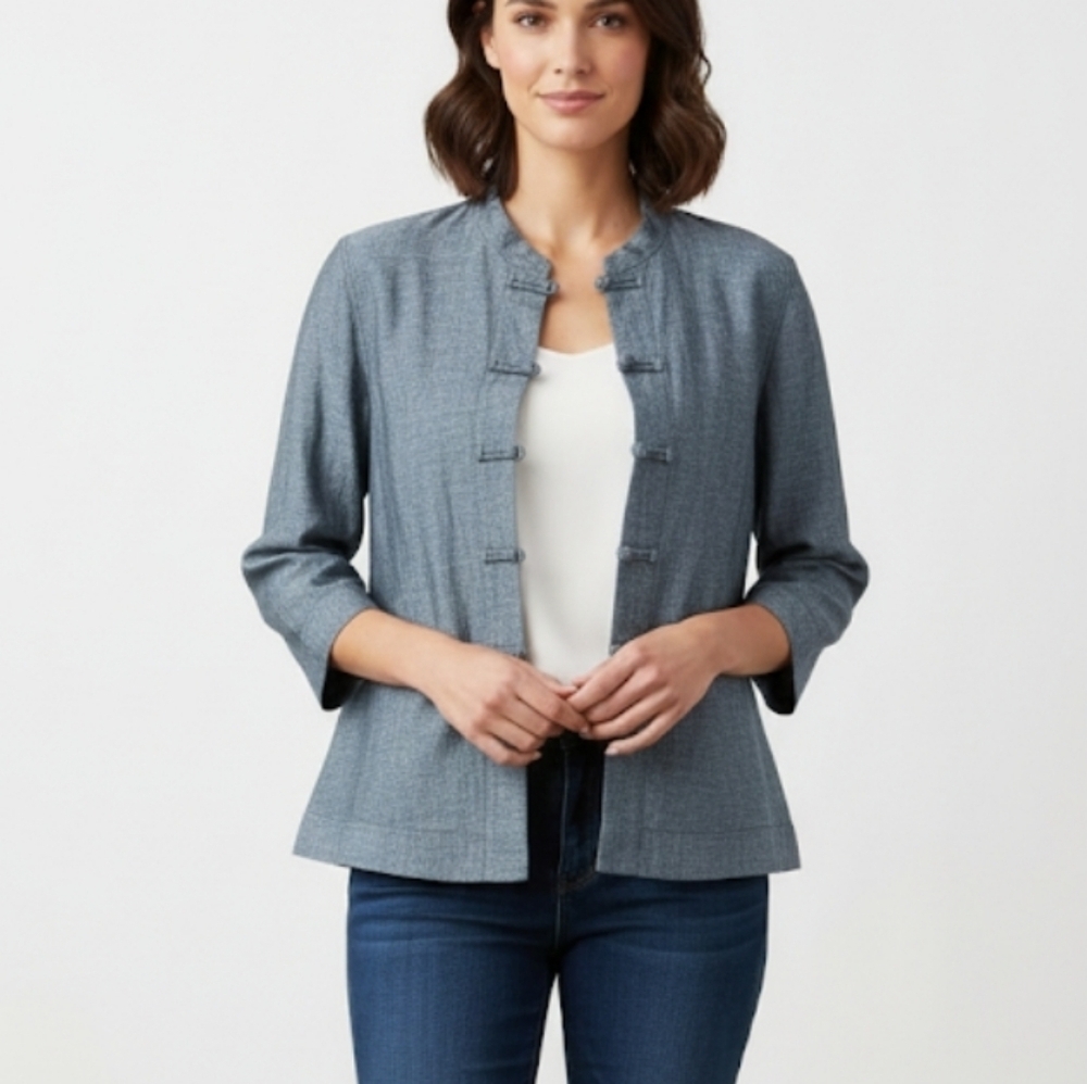 Hearts of palm linen blend top size 12 gray